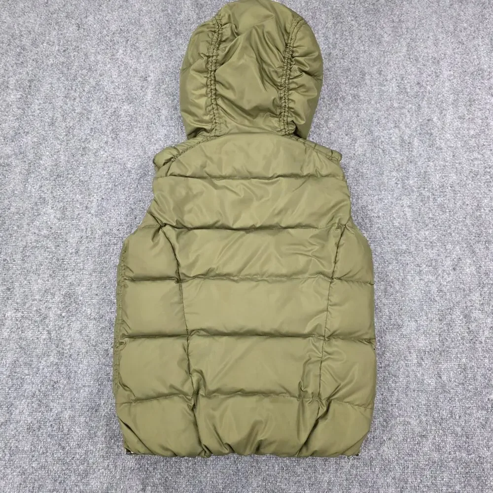Eddie Bauer Vest Womens XS Green Hooded Goose Down 650 Fill Power Sherpa Lined